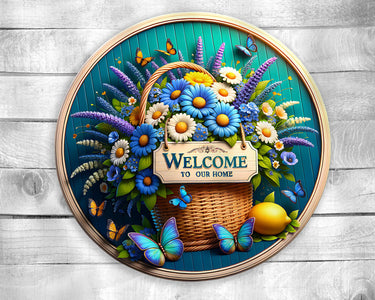 Welcome Flowers Colorful Door Hanger - Bright Wooden Sign, Fun Home Decor for Front Door, Seasonal & Year-Round Use, Vibrant Entryway Accent